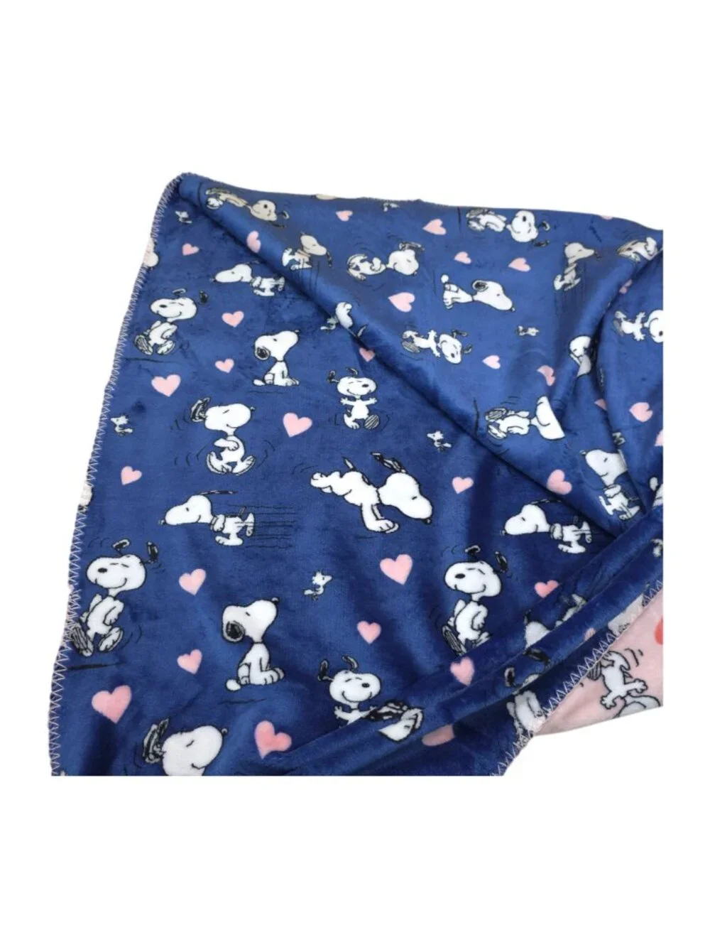 Peanuts Snoopy Reversible Velvet Soft Throw Blanket 50x70 Inch Blue Pink